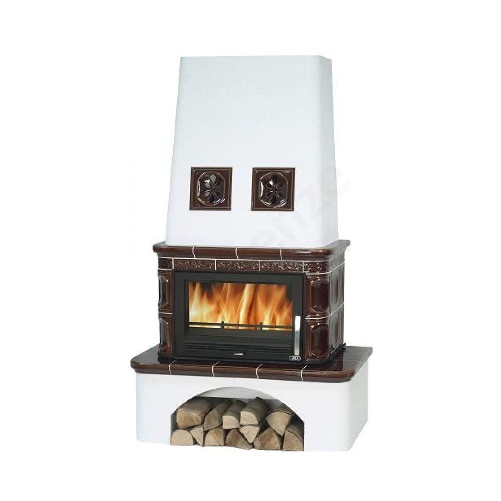 Tradičné vidiecke krbové kachle Obrázok ukazuje tradičné vidiecke krbové kachle